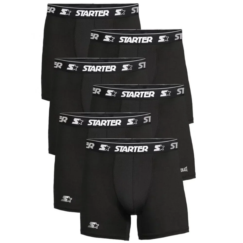 NEW Starter Men’s Active Performance Boxer Briefs Underwear 6 Pack Set of 6 S Si